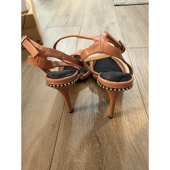 ASOS Blush Nude Mesh Pointed-Toe Ankle Strap Heels – Size 9 - Picture 3 of 6